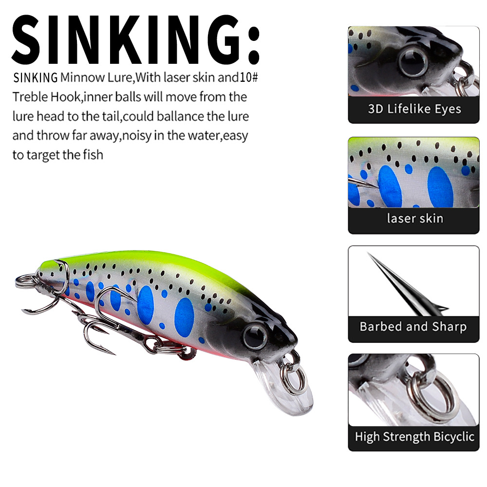 5.6cm 6.8g Mini Sinking Minnow - Fishing Lure Jerkbait 评论和价格