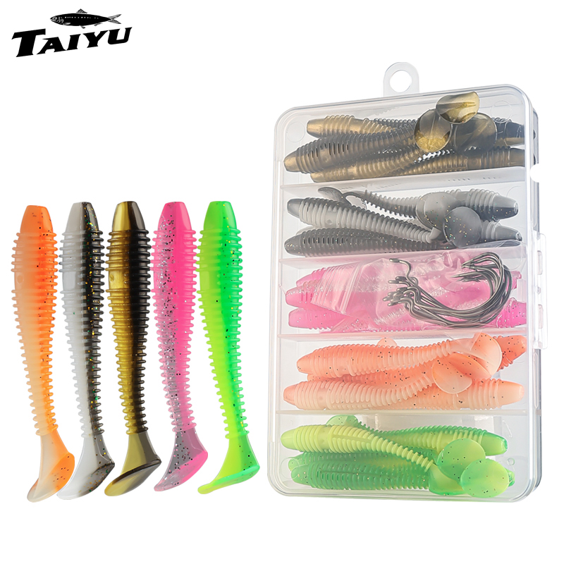 TAIYU 25/35pcs/Set Soft Fishin - Fishing Lure Soft Plastic 评论和价格